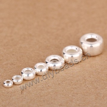 Spacer Bead, 925 sterling silver, flat round, 9mm diameter, 4mm hole, silver, Sold per pkg of 1 bag-(10 pieces).