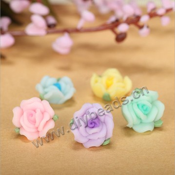 Bead, polymer clay,mixed color,13x5mm flower. Sold per pkg of 5.