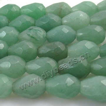 Bead, green aventurine (natural),8x12mm faceted teardrop. Sold per pkg of five 16-inch strand