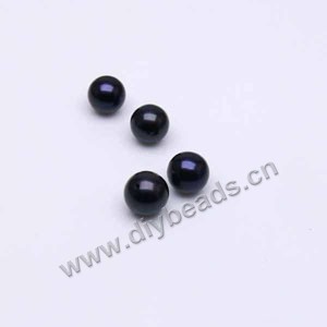 Pearl, cultured freshwater , black (dyed), 9-10mm half-drilled round, AAA grade. Sold per pkg of 1pair