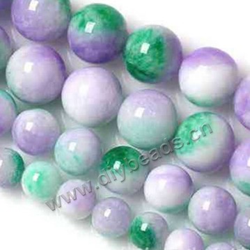 Bead,colorful jade,8mm round. Sold per 38-39cm strand,sold per pkg of three strands.