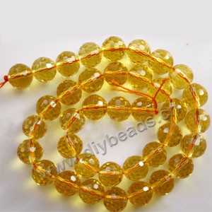 Bead, citrine (SYN),10mm 128-faceted round, A grade. Sold per 14-inch strand,approximately  37 beads . 