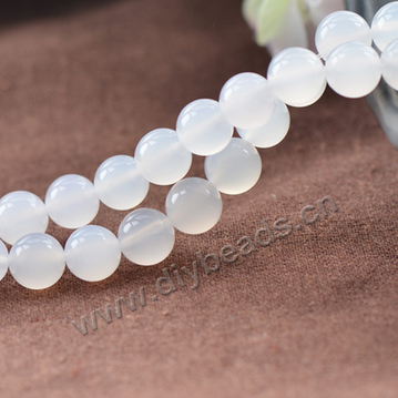 Bead,agate,white,smooth 12mm round.sold per pkg of 10 strands
