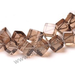 Bead, smoky quartz (heated/irradiated),light to medium, 10x10mm dice. Sold per 16-inch strand