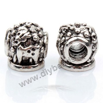 brass Bead,10x11mm,elk,silver plated,,Sold per pkg of 50 pieces.