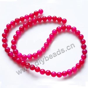 Bead, fuchsia "jade" (dyed), 6mm round. Sold per 15-inch strand.
