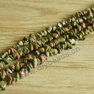 Bead, unakite (natural), 5*9mm chip. Sold per 33-1/2 inch strand
