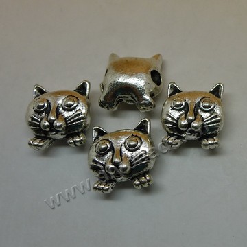 beads, big-hole beads,silver-plated, 16x16x10mm with 4mm hole. Sold per pkg of 100ps