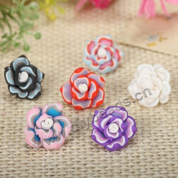 Bead, polymer clay,mixed color,15x8mm flower. Sold per pkg of 5.