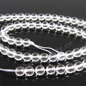 Bead,clear quartz crystal (natural), 8mm round. Sold per 16-inch strand