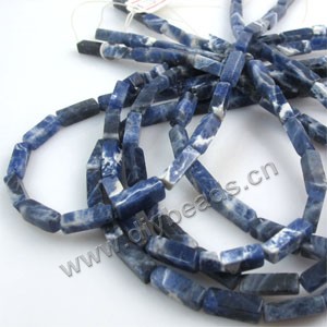 Bead, sodalite (natural), 4x14mm square tube. Sold per 16-inch strand.