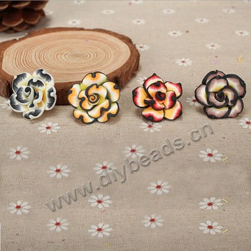 Bead, polymer clay,mixed color,25x10mm rose. Sold per pkg of 10.
