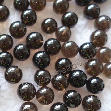 Bead, smoky quartz round gemstone beads,    8mm half hole loose beads  Sold 50pcs each package