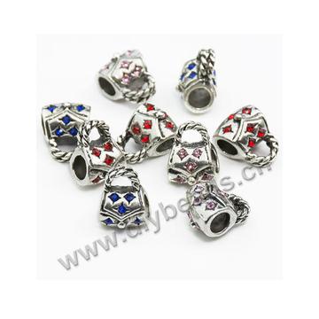 Bead,big-hole bead,alloy,Multicolored handbag,Sold per pkg of 10ps