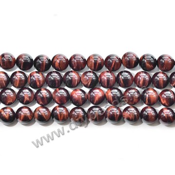 Bead, red tigereye beads (dyed), 14mm round AA grade. Sold per 16-inch strand