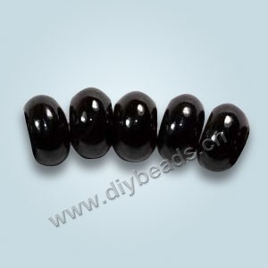 Bead, black agate (dyed), 10x6mm rondelle. Sold per 16-inch strand.