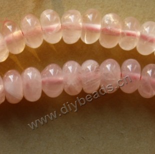 Bead, rose quartz (natural), 8x4mm rondelle. Sold per 15-inch strand