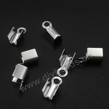 Clasps, stainless steel, silver color, 3mm end clips for cords. Sold per pkg of 1000pcs.