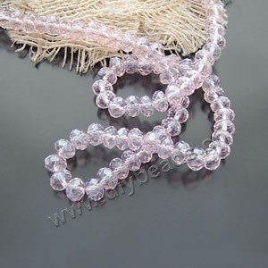 bead,glass,pink,4x6mm hand-faceted rondelle, approximately 100ps/strand