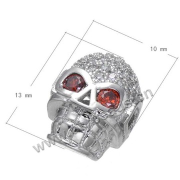 Spacer Bead, brass skull spacer bead, with Rhinestone, for DIY jewelry