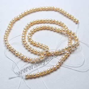 Pearl, cultured freshwater (natural), peach, 3-3.5 mm potato,A-grade. Sold per 15-inch strand