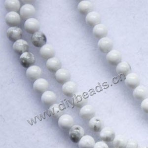 Bead, howlite (imitation), white, 2mm round. Sold per 15-inch strand