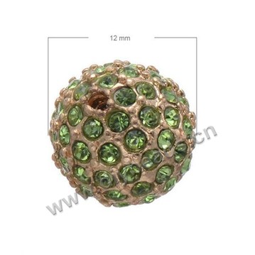 Bead,brass,green zircon,12mm,round,Sold per pkg of 50 pieces.