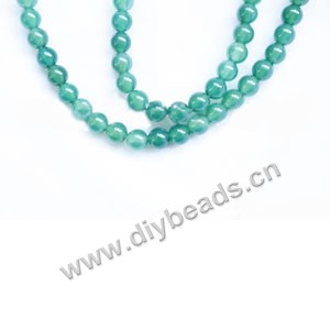 Bead, green agate (dyed), 4mm round. Sold per 15-inch strand.