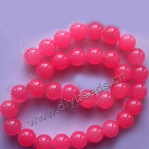 Bead, hot pink "jade" (dyed), 12mm round. Sold per 15-inch strand,approximately  33 beads .