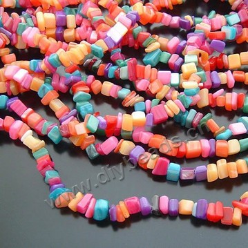Bead,freshwater shell(natural),colorful,5-7mm,chip.Sold per pkg of 5 strands.