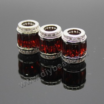 beads,big-hole beads,silver plated copper with cz stone, 11x9mm barrel shape. Sold per pkg of 5pcs