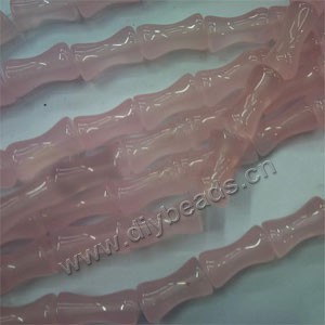 Bead, cat's eye glass, pink,20x10mm bamboo. Sold per 15-inch strand.