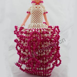 Imitation pearls beads princess dress doll skirt ,handmade ,36cm height gift mini order 2ps,cheap wholesale.
