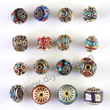 Ethnic style Handmade Tibetan Turquoise copper beads Nepal Spacer Beads for DIY jewelry