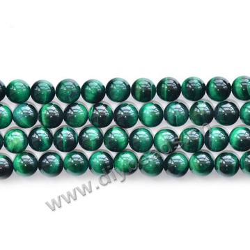 Bead, green tigereye beads (dyed), 6mm round AA grade. Sold per 16-inch strand