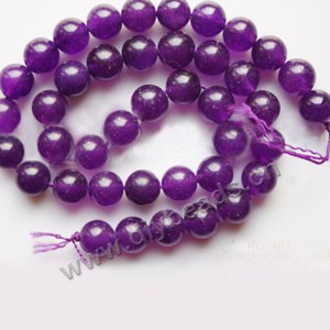 Bead, purple "jade" (dyed), 10mm round. Sold per 15-inch strand