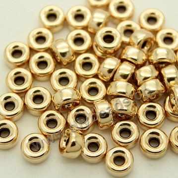 Bead,14k gold filled alloy,rondelle,4.1mm,Sold per pkg of 100 pieces.