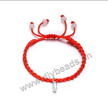 Bracelet, red line with 925 silver peanut beads,sold per pkg of 5 pc.