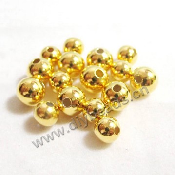 Bead, 925 sterling silver, 24K gold plated, 4mm diameter, 1.4mm hole, Sold per pkg of 1 bag-100 pieces.