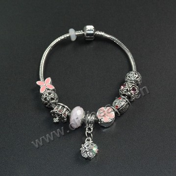 Bracelet,alloy and lampwork glass,ancient silver ,large hole beads,Sold per package of 1 piece