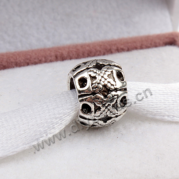 alloy Bead,silver plated,9x7mm rondelle,4.5mm hole,Sold per pkg of 50 pieces.