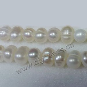 Pearl, cultured freshwater ,white ,5-6mm potato,D grade, Mohs hardness 2-1/2 to 4. Sold per pkg of (25) 15-inch strands.