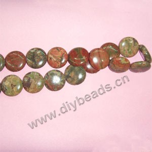 Bead, autumn jasper (natural), 25mm flat round, Sold per pkg of five 15-inch strand