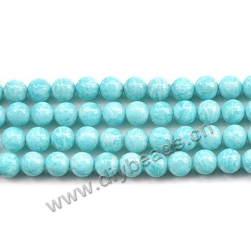 Bead, amazonite (natural), 5mm round. Sold per 16-inch(40cm) strand