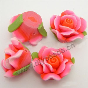 Bead, polymer clay, hot pink, 18mm rose. Sold per pkg of 12.