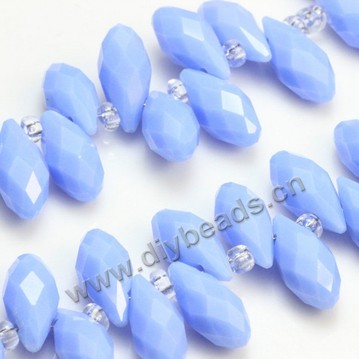 Bead, k5 glass, opaque light blue, 6x12mm top-drilled faceted teardrop, diy beads, wholesale cheap, factory price. Sold per pkg of 2 strands-(100ps/strand).