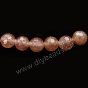 Bead, strawberry quartz (natural), 8mm 128-faceted round, Sold per 15-inch strand