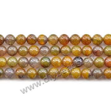 Bead,natural agate,yellow,smooth 6mm round,Sold per one strand.