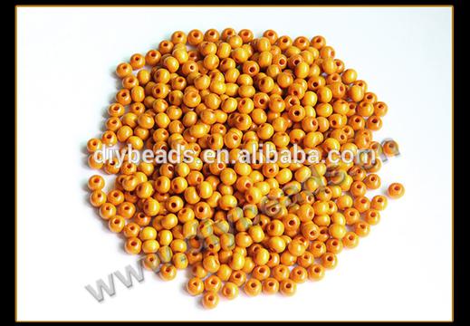 wholesale 7x8mm small yellow wood round loose beads for jewelry making