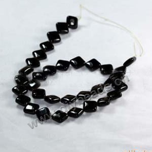 Bead, black agate (dyed),8x8x5mm puffed diamond. Sold per 16-inch strand